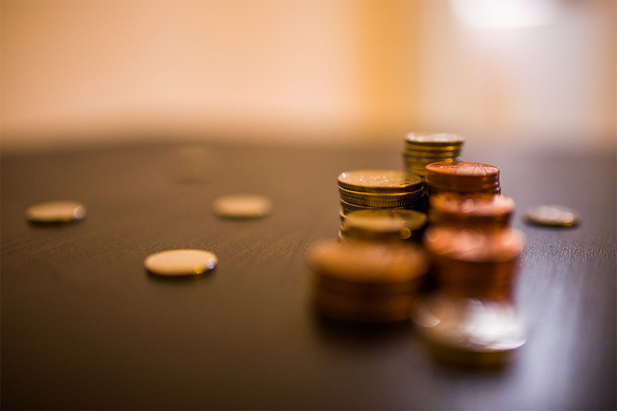 Close Up Of Coins On A Table