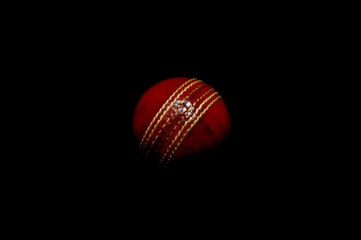 Cricket Ball On Black Background