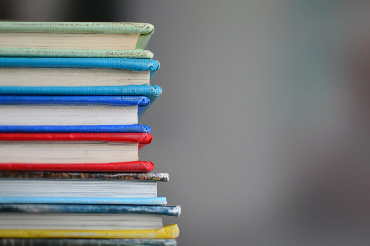 Coloured Books Against A Blurred Background