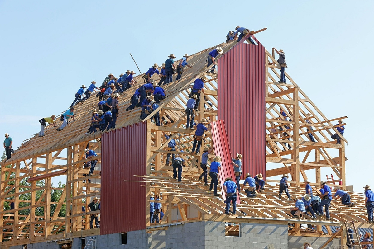 Workers Building A House
