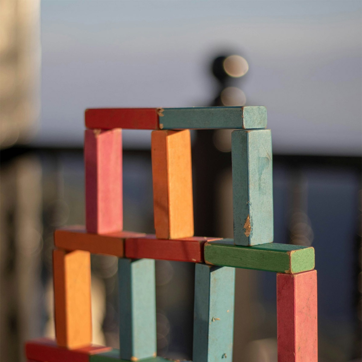 Stack Of Coloured Wooden Blocks