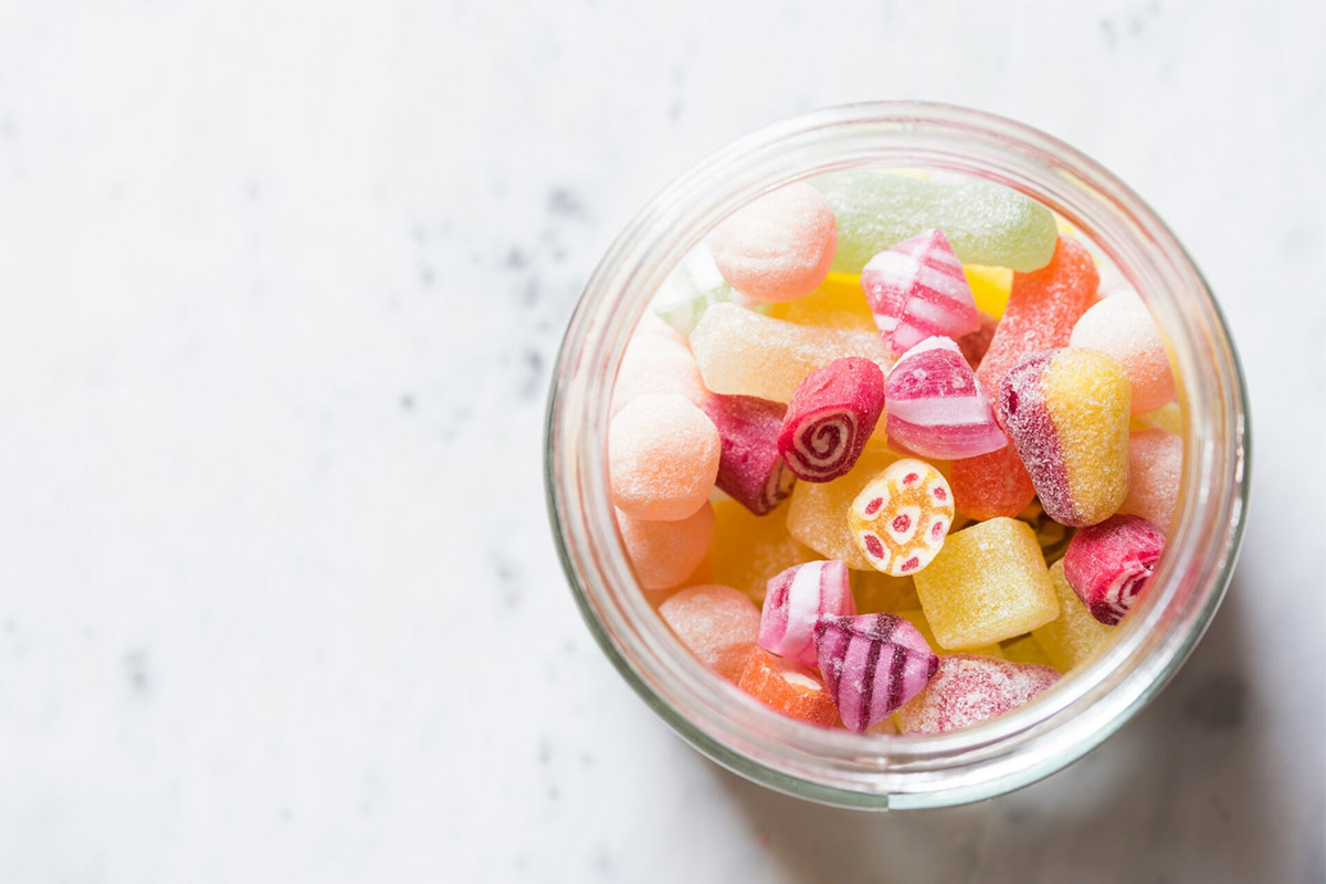 Overhead Image Of A Jar Of Sweets