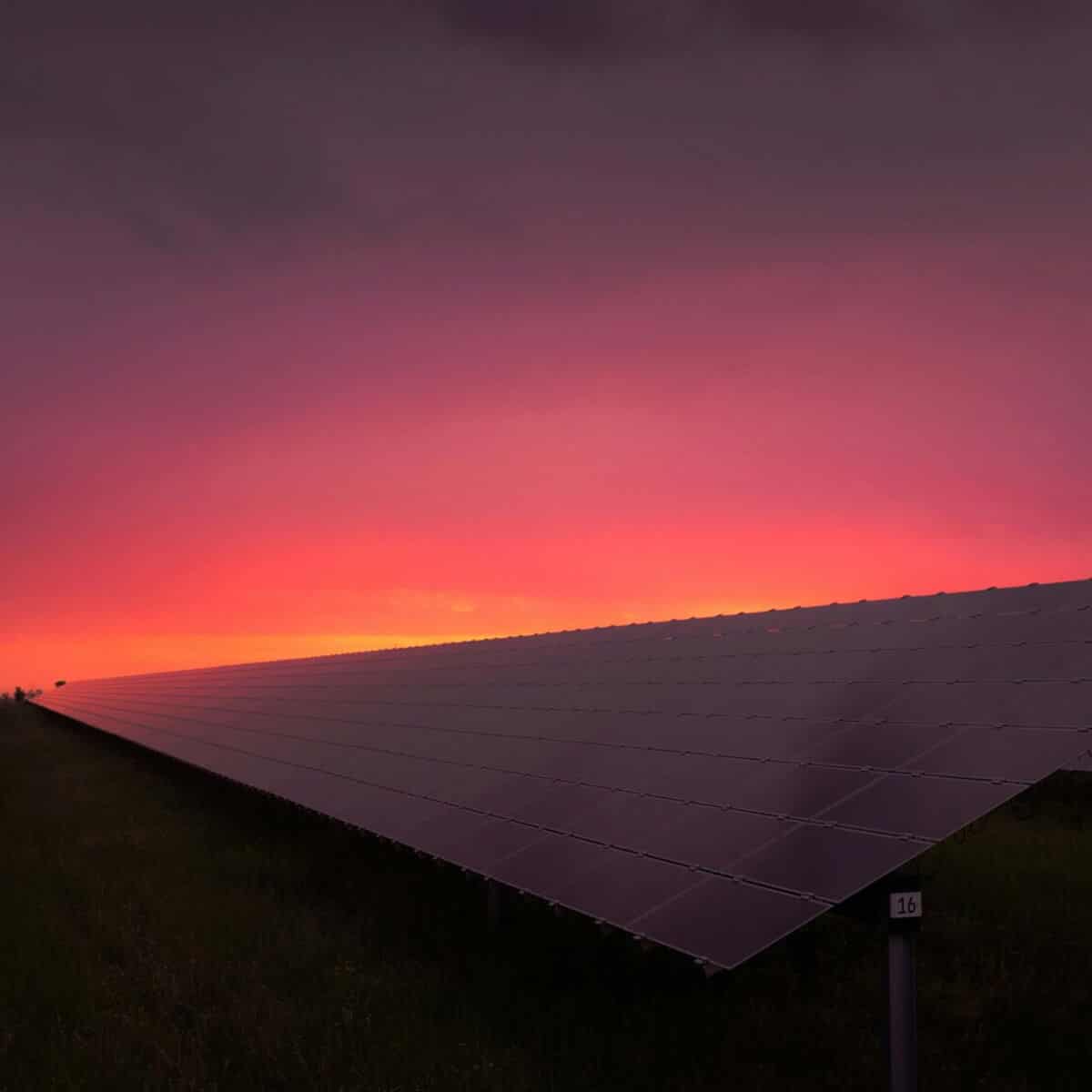 Solar Panel At Sunset
