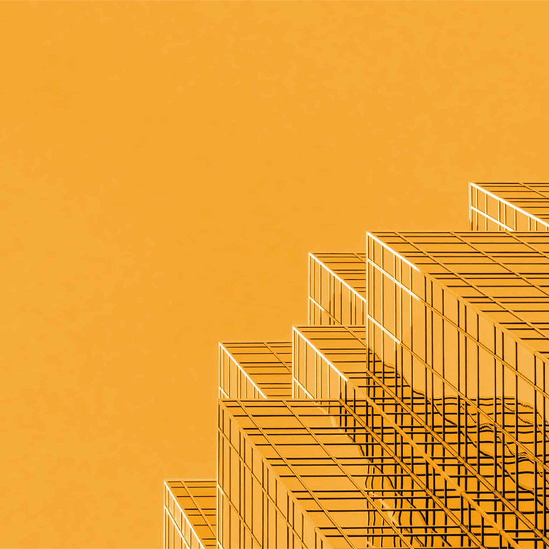 Abstract View Of Glass Building With Orange Hue